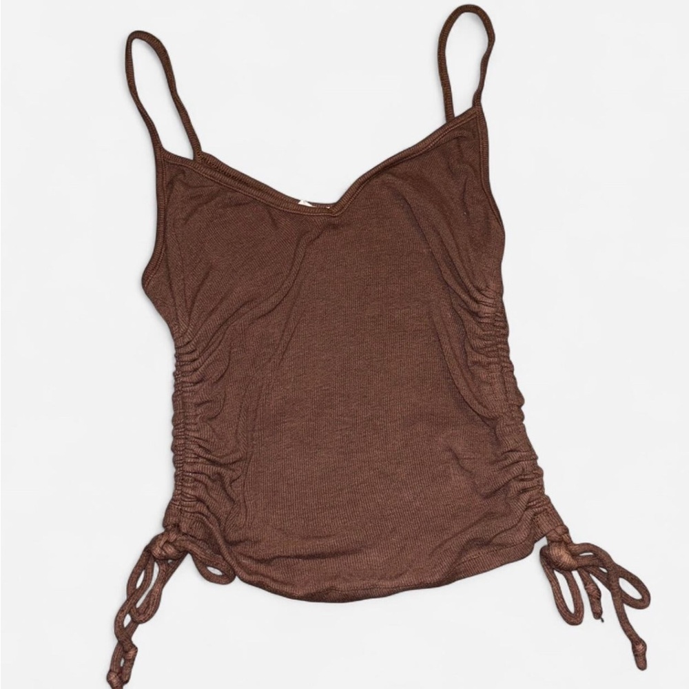 Brown Ruched Tank Top